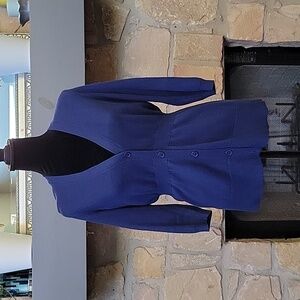 Ann Taylor tucked waist 3/4 sleeve navy cardigan, large petite